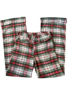 Vintage Handmade Red, Green Plaid high rise wide leg cuffed pants size medium